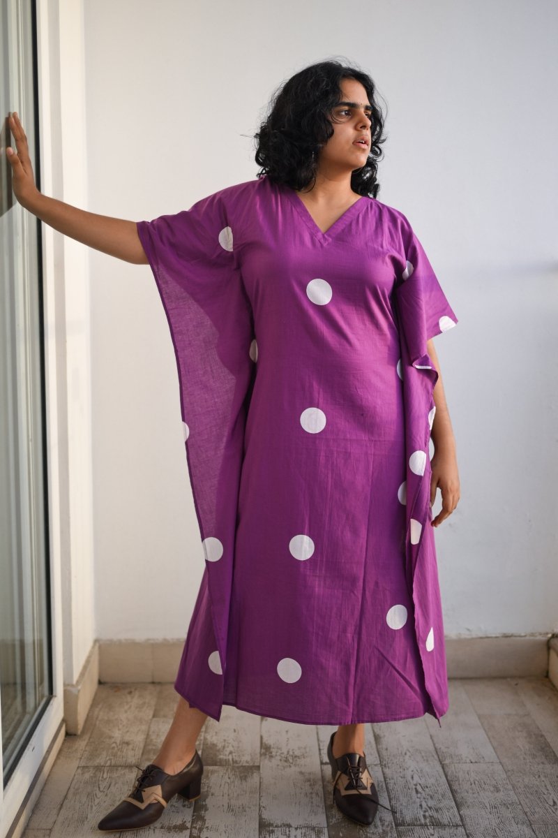 Polkas in Violet Kaftan - Lobha Deepthis