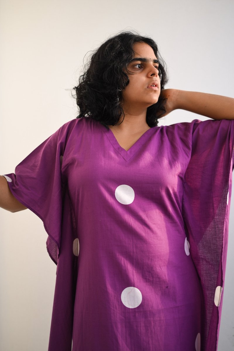 Polkas in Violet Kaftan - Lobha Deepthis