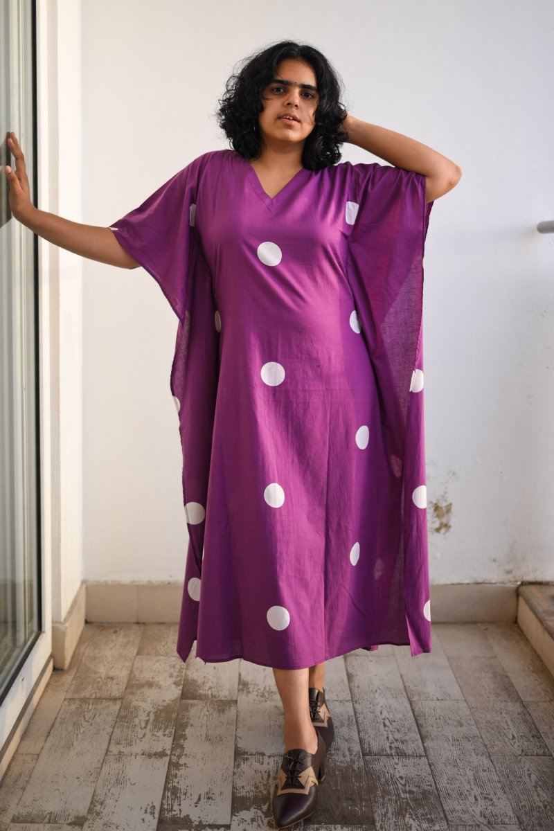Polkas in Violet Kaftan - Lobha Deepthis