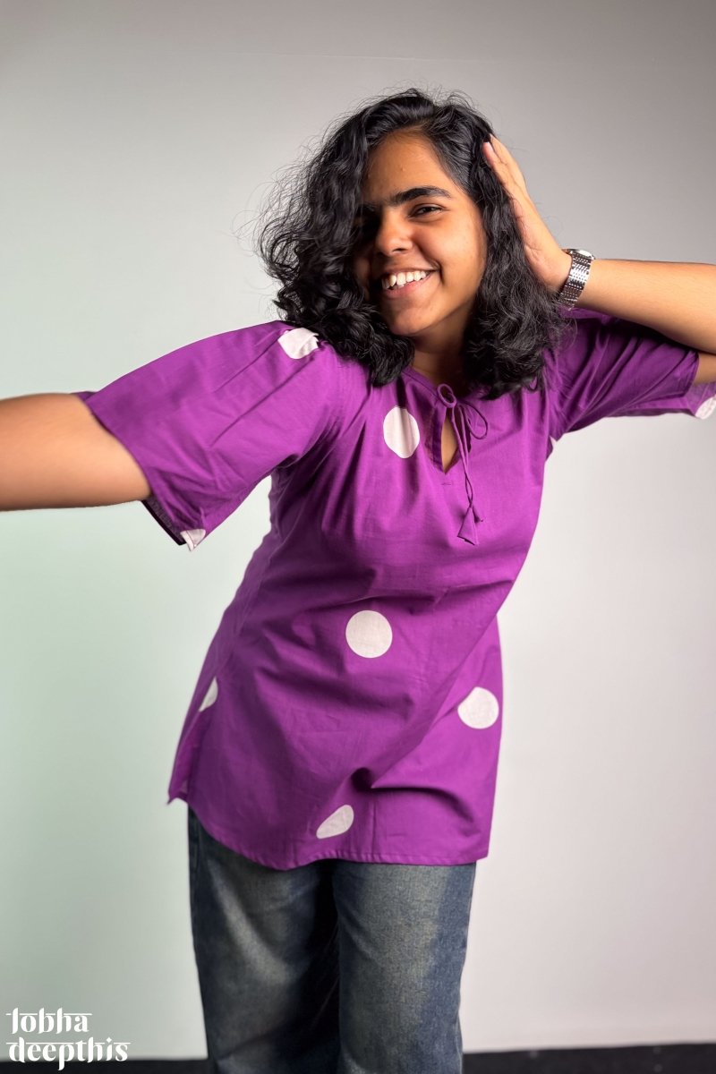 Polkas in Violet Short Top - Lobha Deepthis