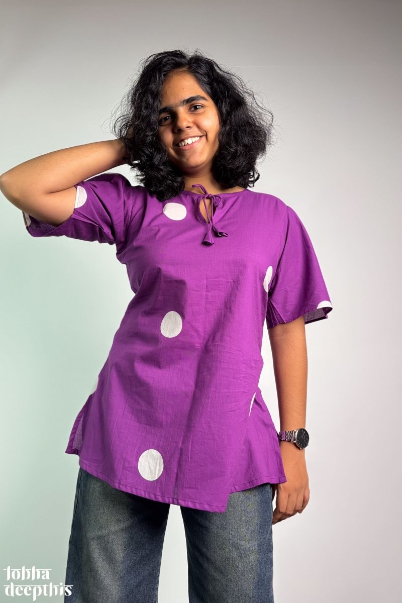 Polkas in Violet Short Top - Lobha Deepthis