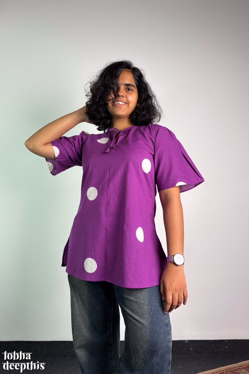 Polkas in Violet Short Top - Lobha Deepthis