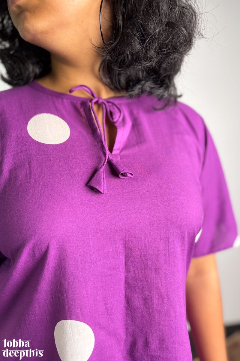 Polkas in Violet Short Top - Lobha Deepthis