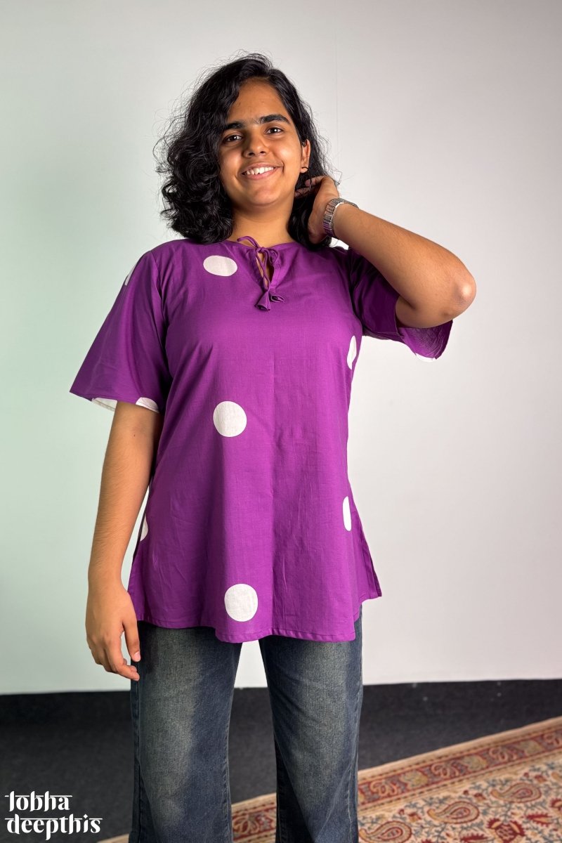 Polkas in Violet Short Top - Lobha Deepthis