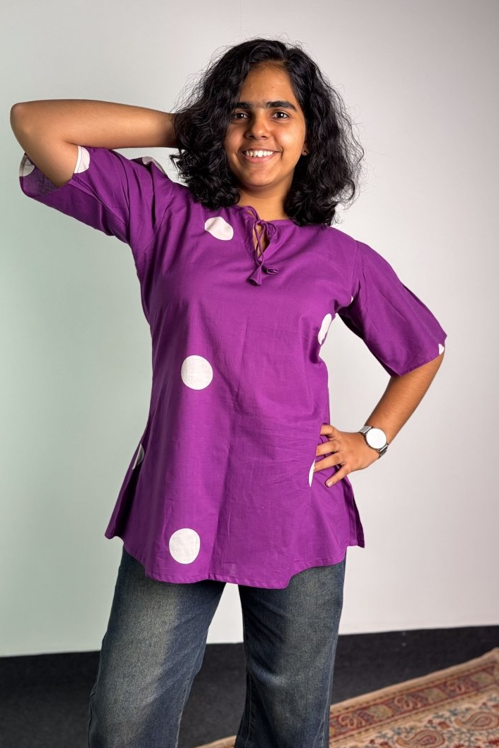 Polkas in Violet Short Top