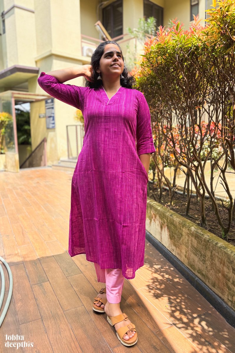 Purple South Cotton Kurta - Lobha Deepthis