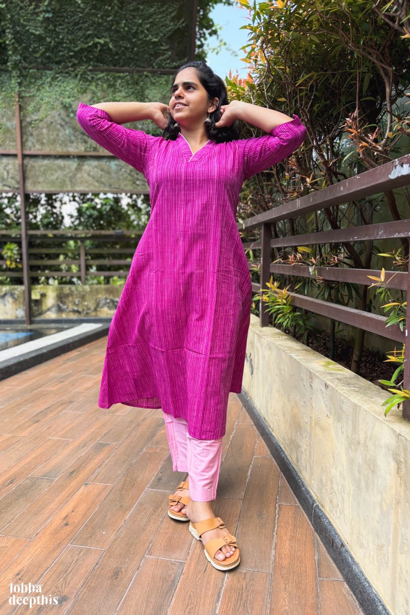 Purple South Cotton Kurta - Lobha Deepthis