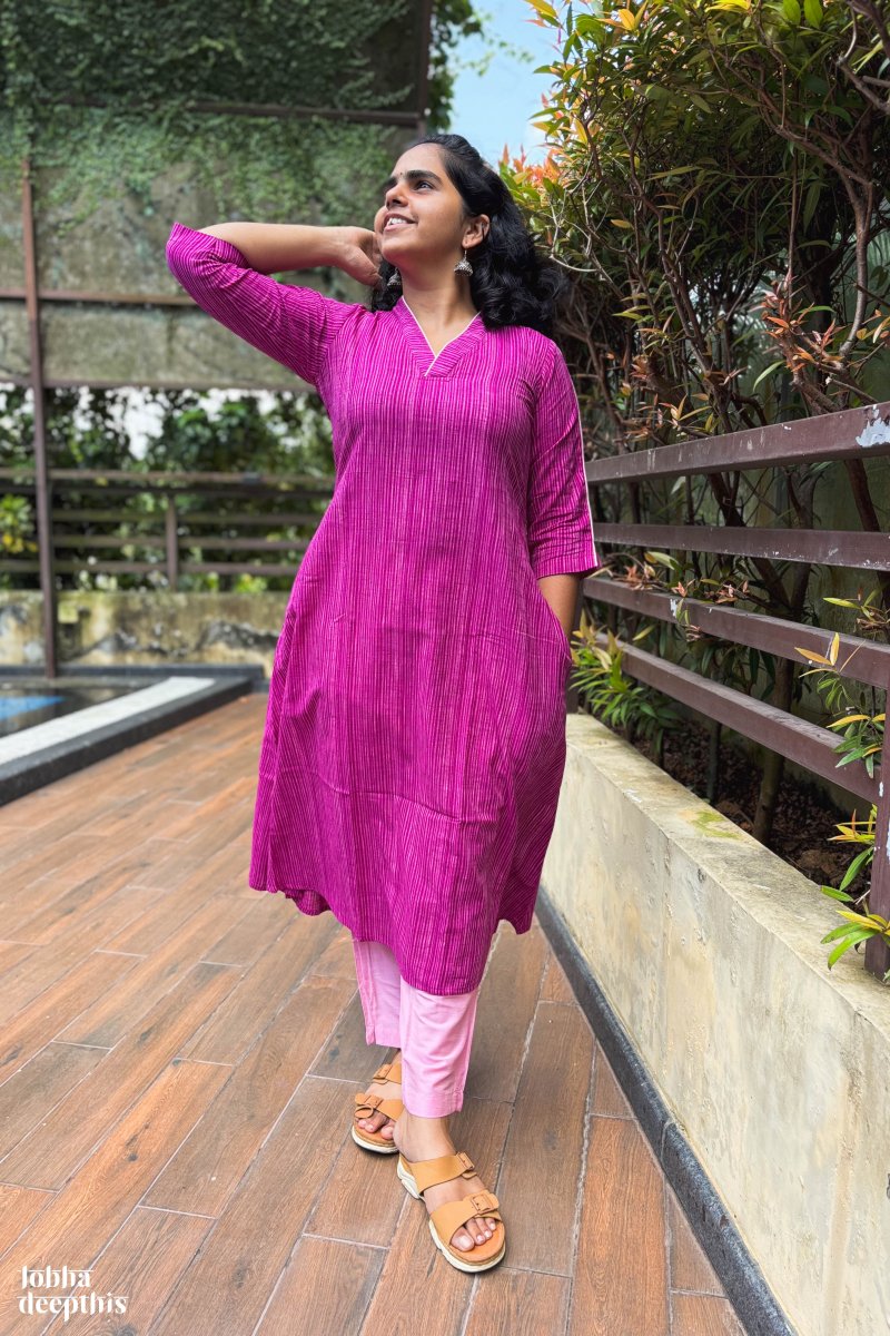 Purple South Cotton Kurta - Lobha Deepthis