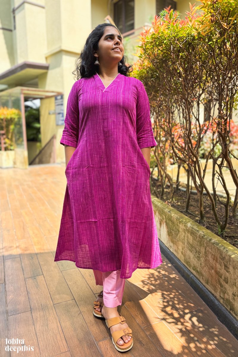 Purple South Cotton Kurta - Lobha Deepthis