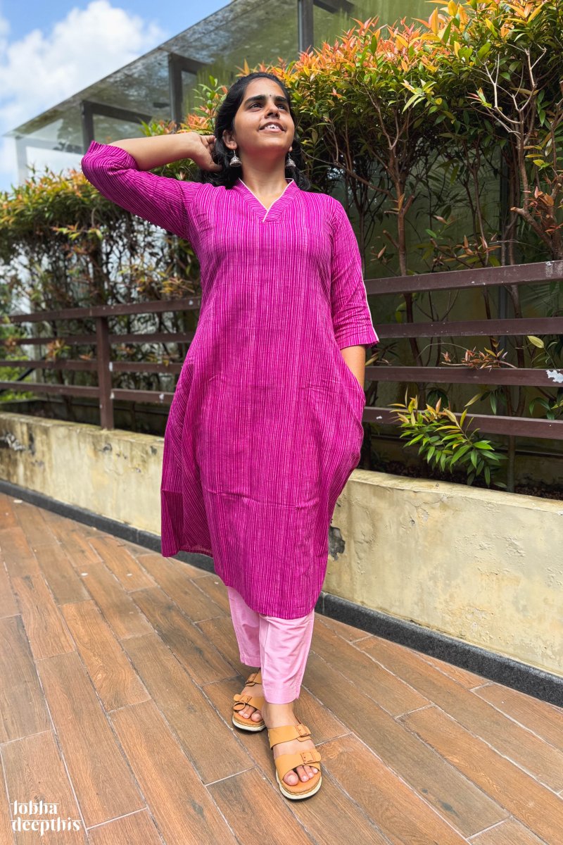 Purple South Cotton Kurta - Lobha Deepthis