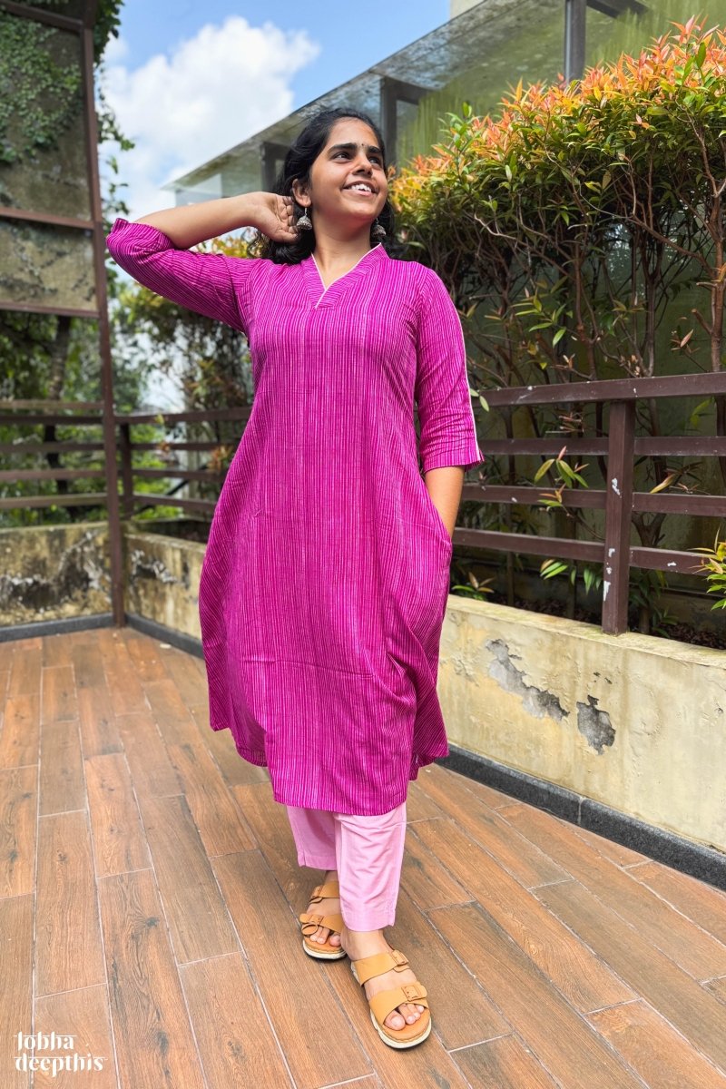 Purple South Cotton Kurta - Lobha Deepthis