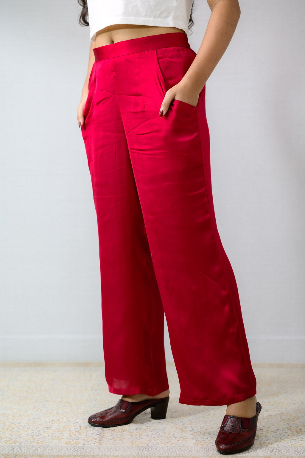 Rani Pink Modal Parallel Pants - Lobha Deepthis