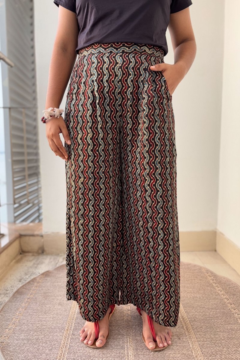 Ravani Stripes Black Parallel Pants - Lobha Deepthis