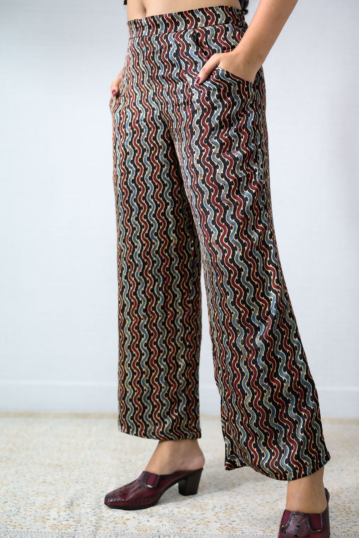 Ravani Stripes Black Parallel Pants - Lobha Deepthis