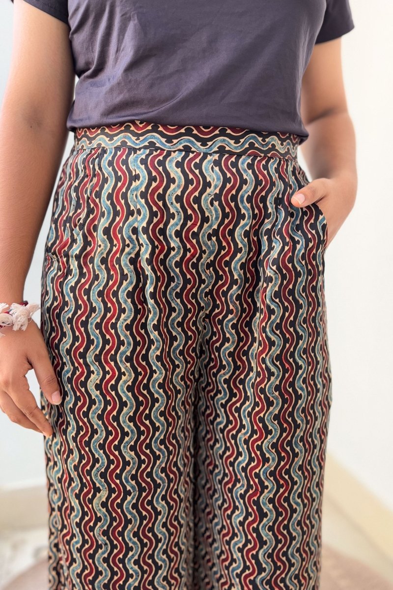 Ravani Stripes Black Parallel Pants - Lobha Deepthis