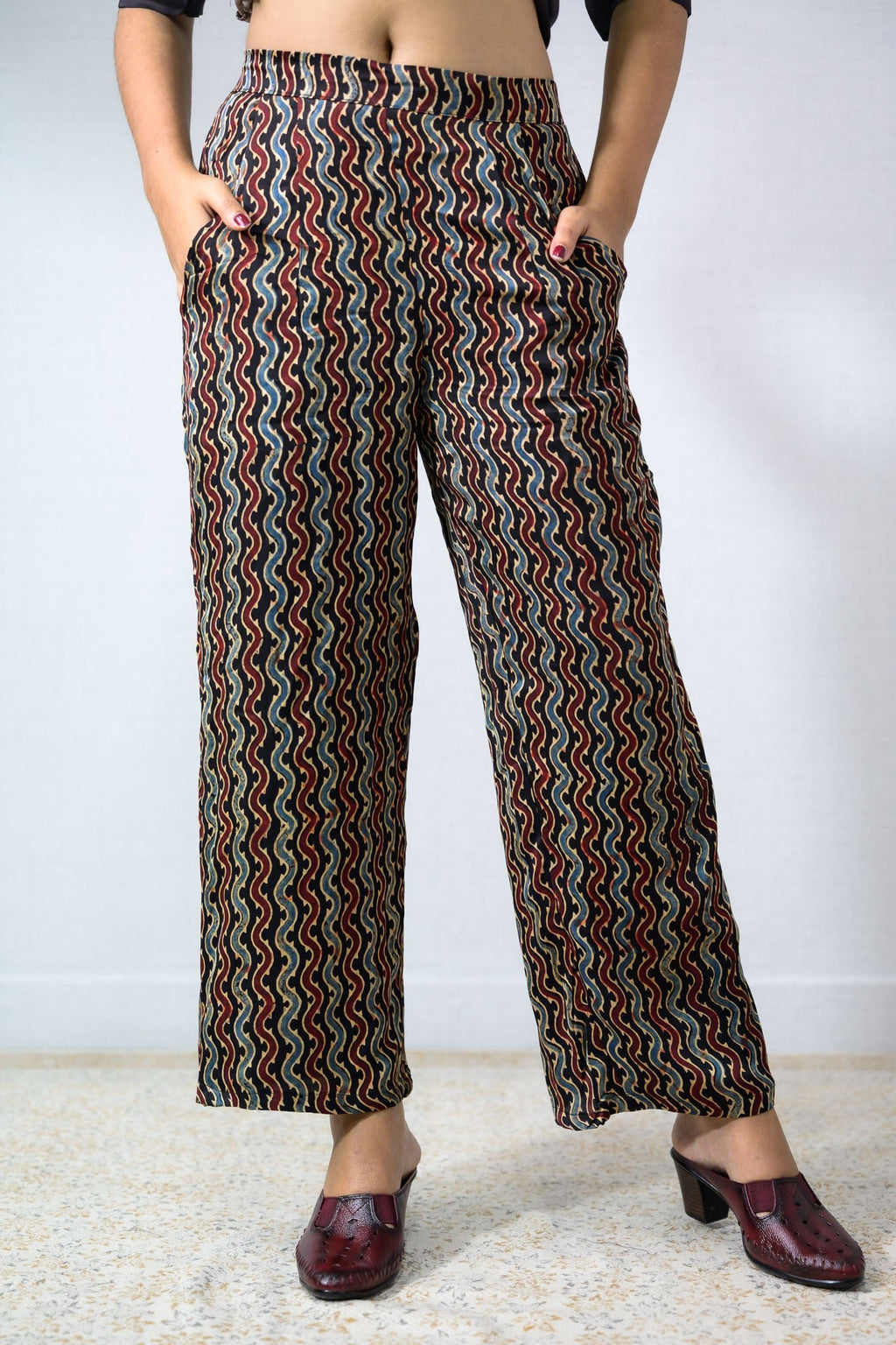 Ravani Stripes Black Parallel Pants - Lobha Deepthis