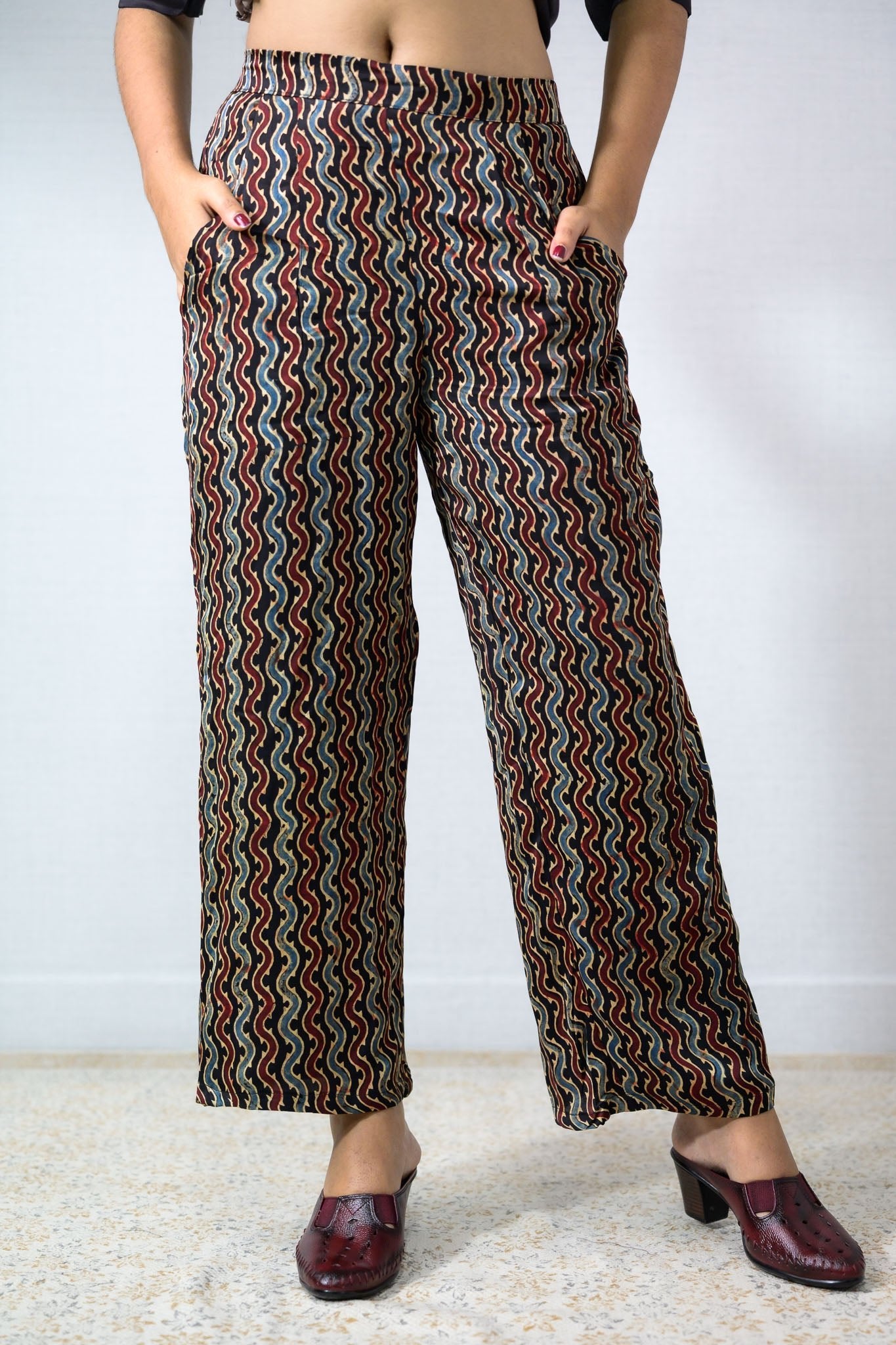 Ravani Stripes Black Parallel Pants - Lobha Deepthis