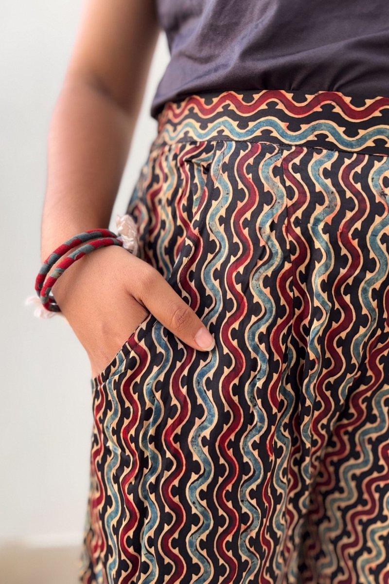 Ravani Stripes Black Short Palazzo - Lobha Deepthis