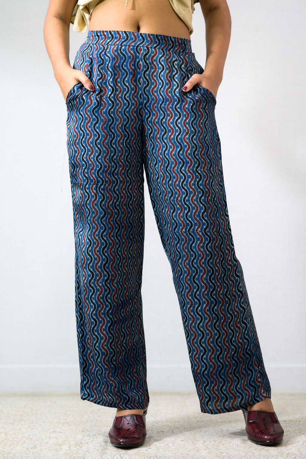 Ravani Stripes Indigo Blue Parallel Pants - Lobha Deepthis