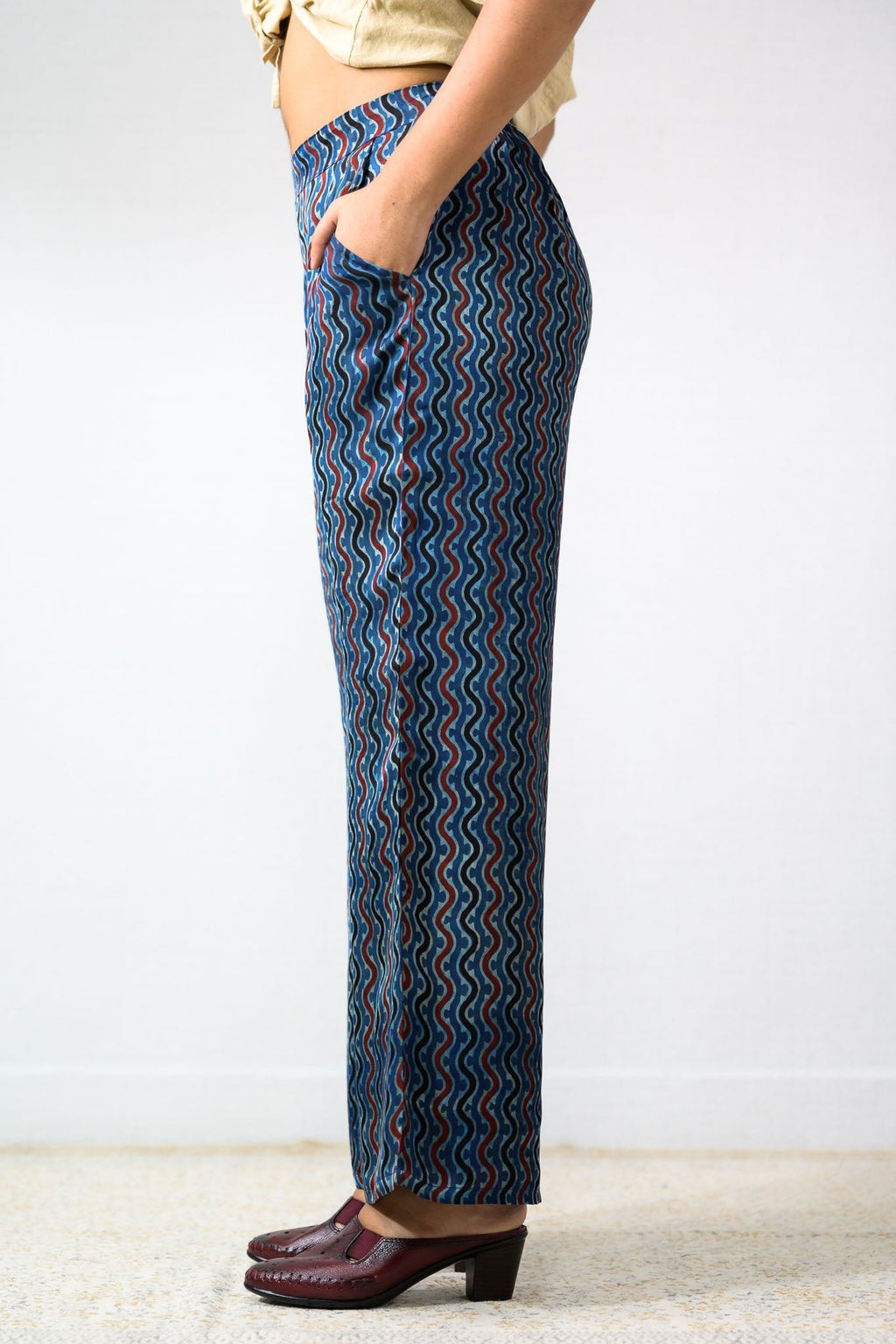 Ravani Stripes Indigo Blue Parallel Pants - Lobha Deepthis