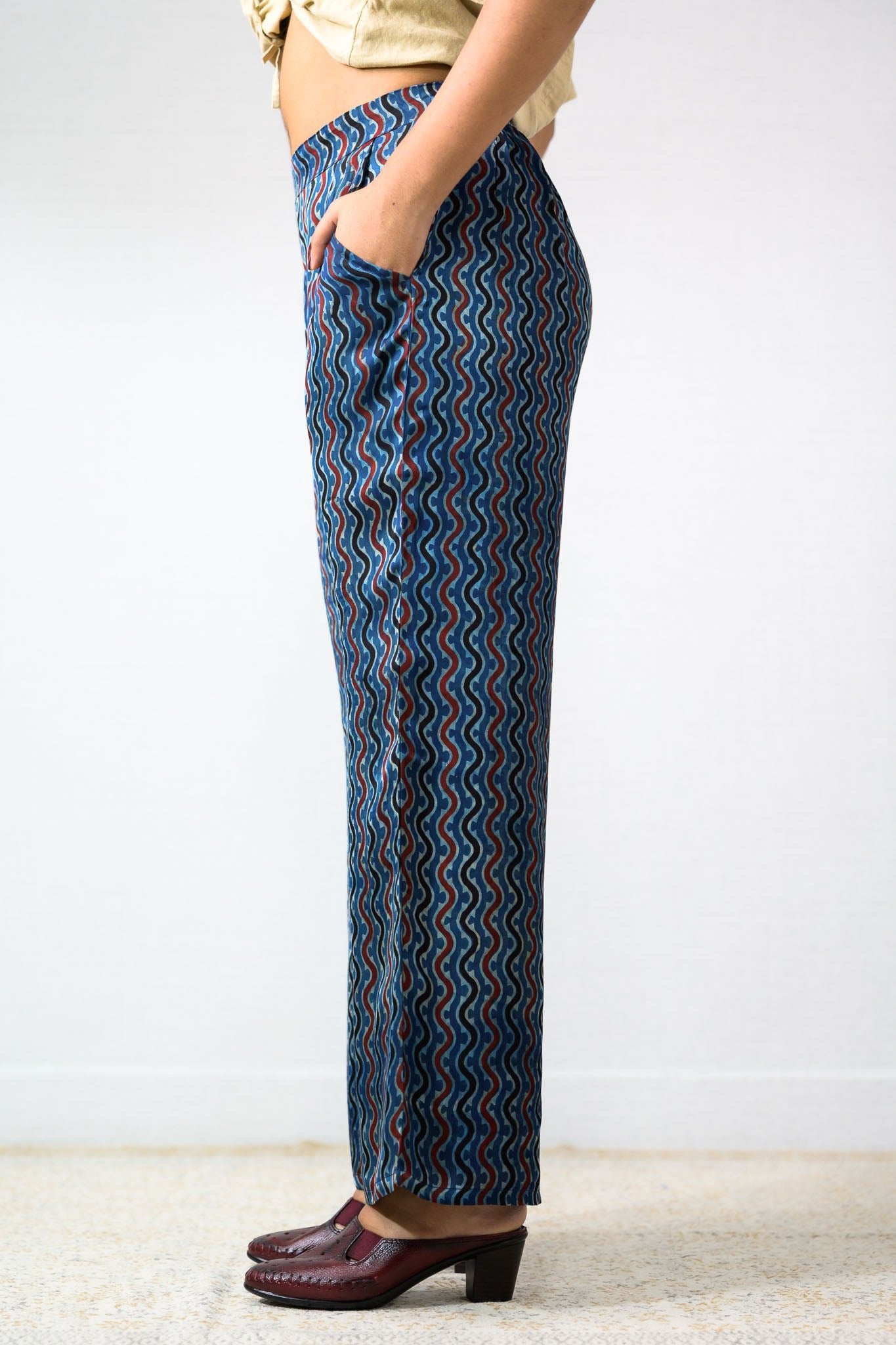 Ravani Stripes Indigo Blue Parallel Pants - Lobha Deepthis