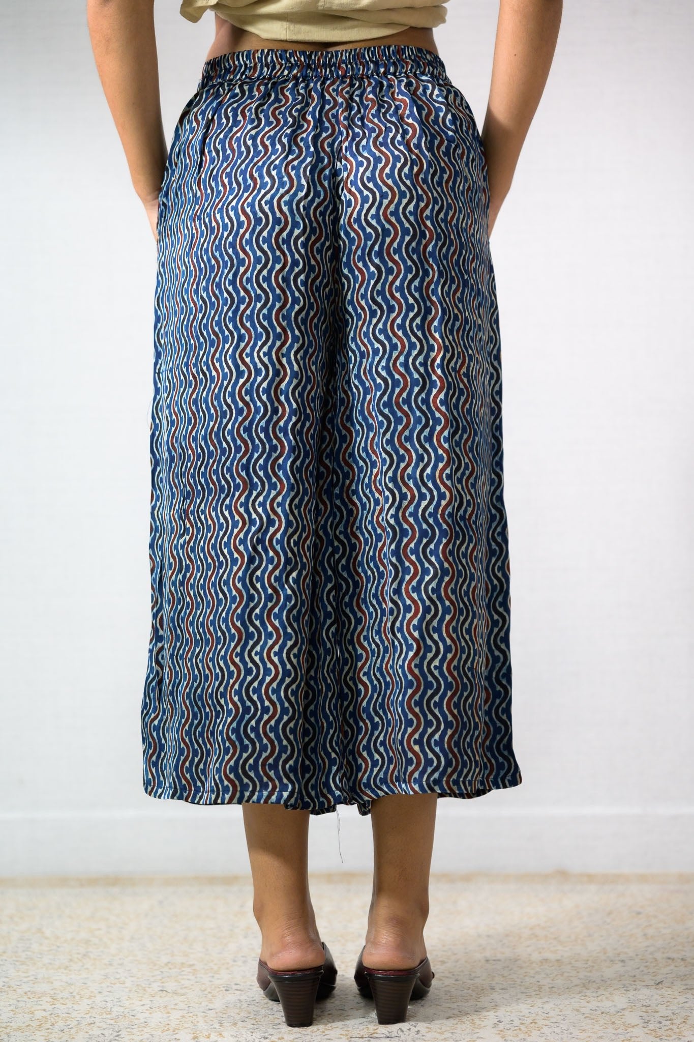 Ravani Stripes Indigo Blue Short Palazzo - Lobha Deepthis