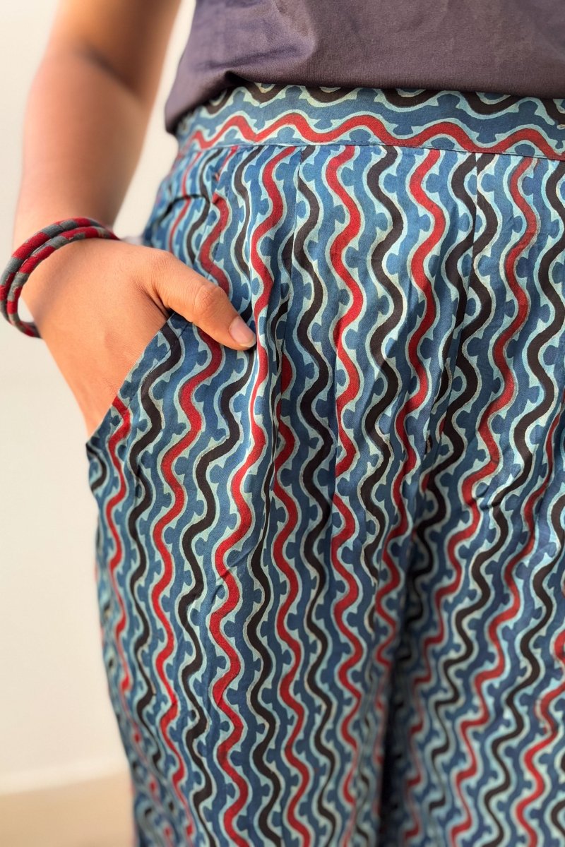 Ravani Stripes Indigo Blue Short Palazzo - Lobha Deepthis