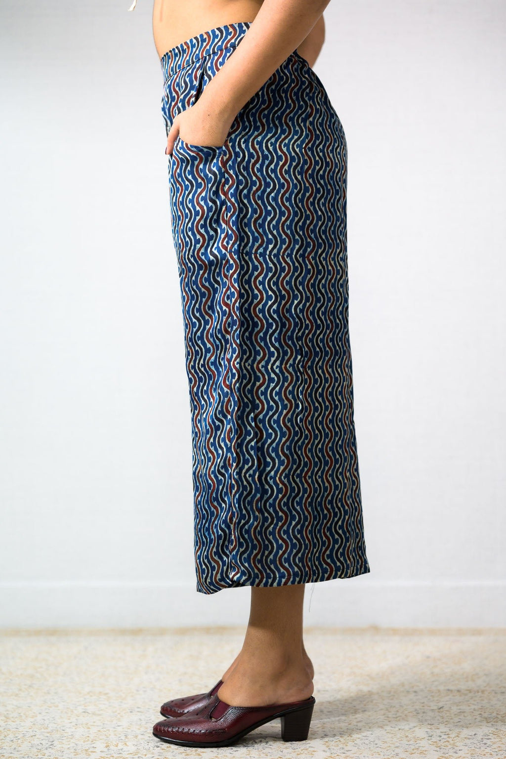 Ravani Stripes Indigo Blue Short Palazzo - Lobha Deepthis