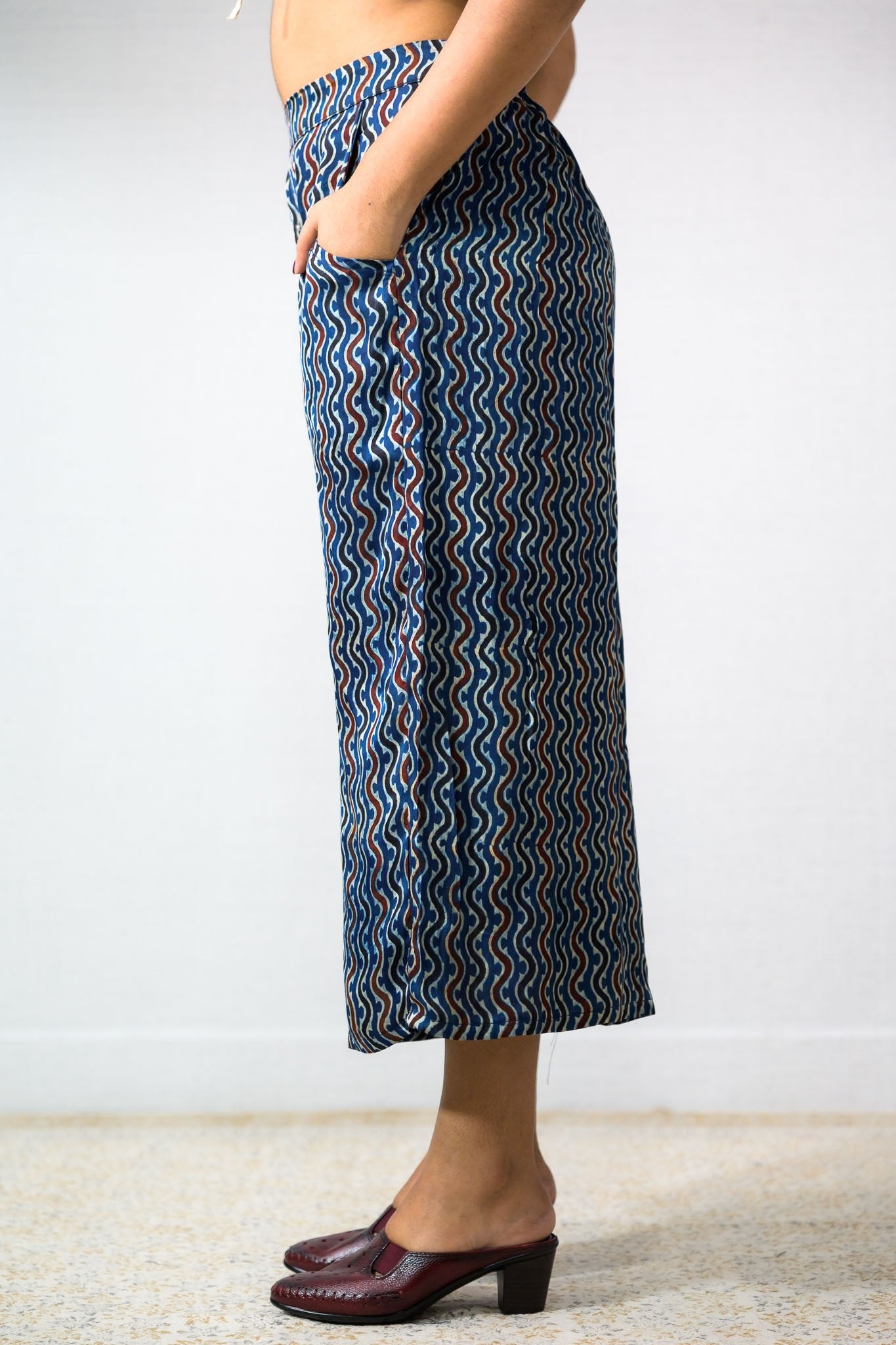 Ravani Stripes Indigo Blue Short Palazzo - Lobha Deepthis