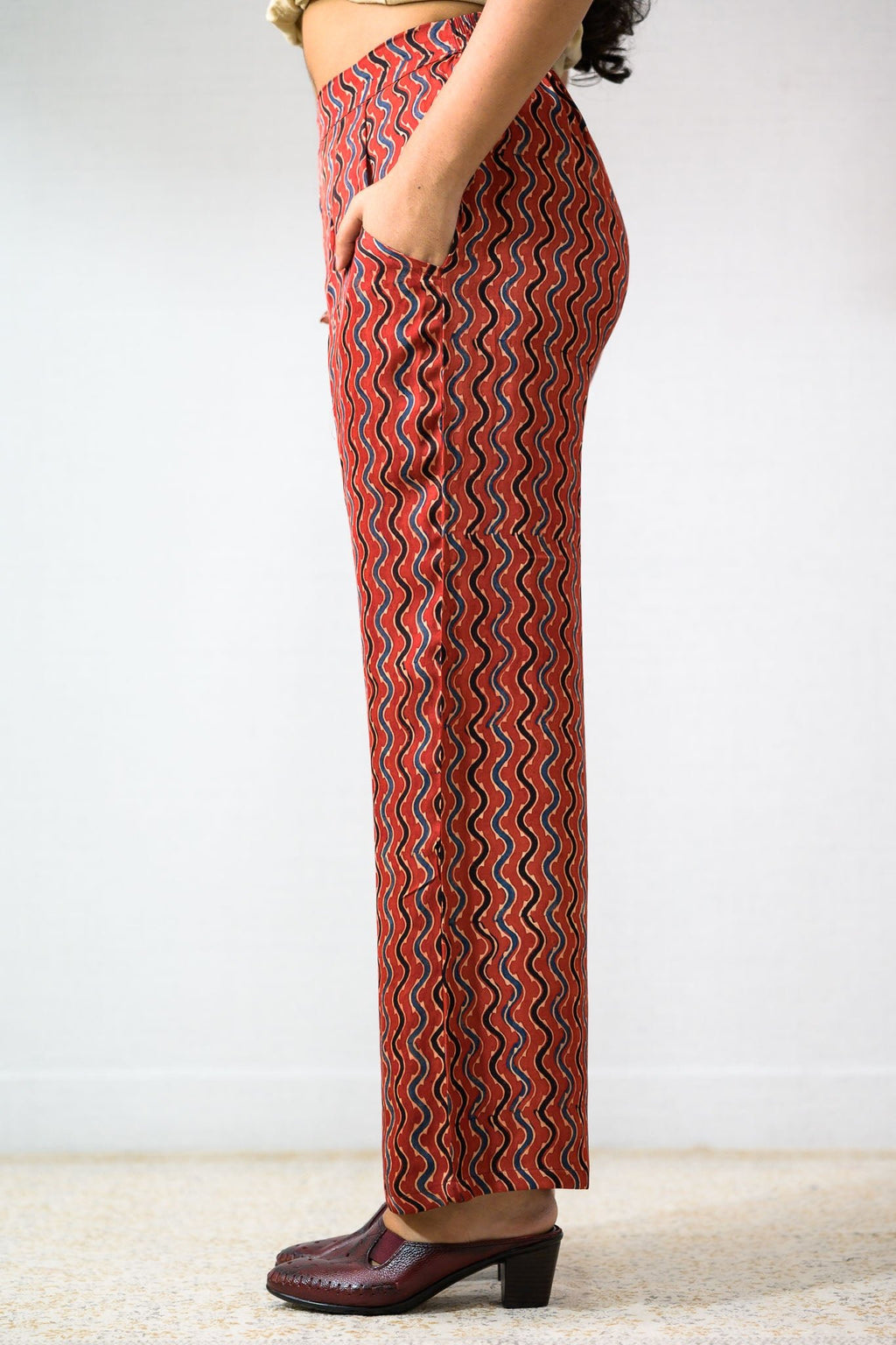 Ravani Stripes Madder Red Parallel Pants - Lobha Deepthis