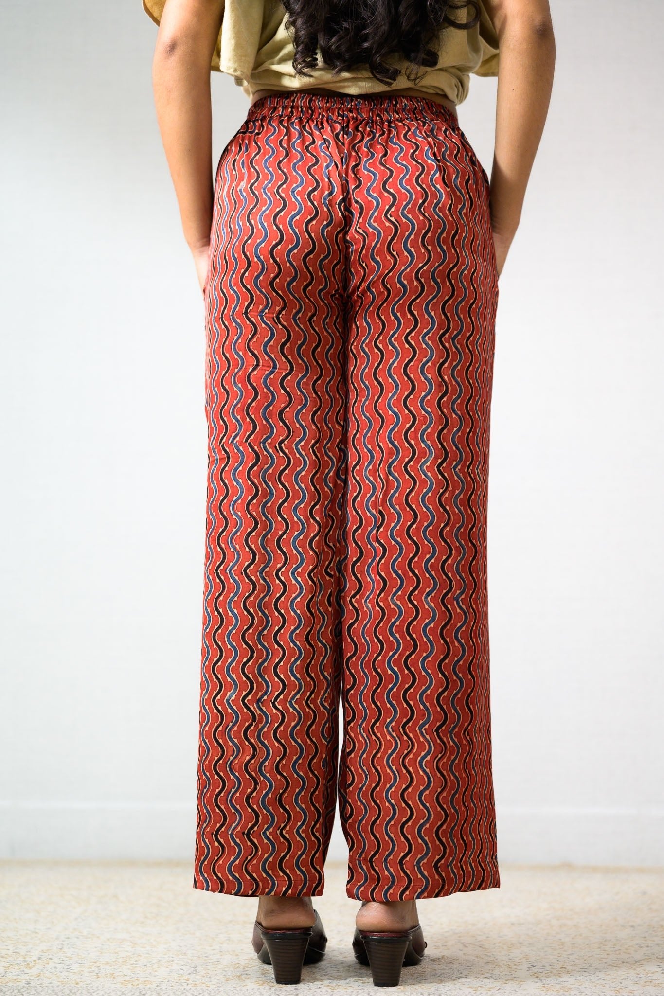 Ravani Stripes Madder Red Parallel Pants - Lobha Deepthis