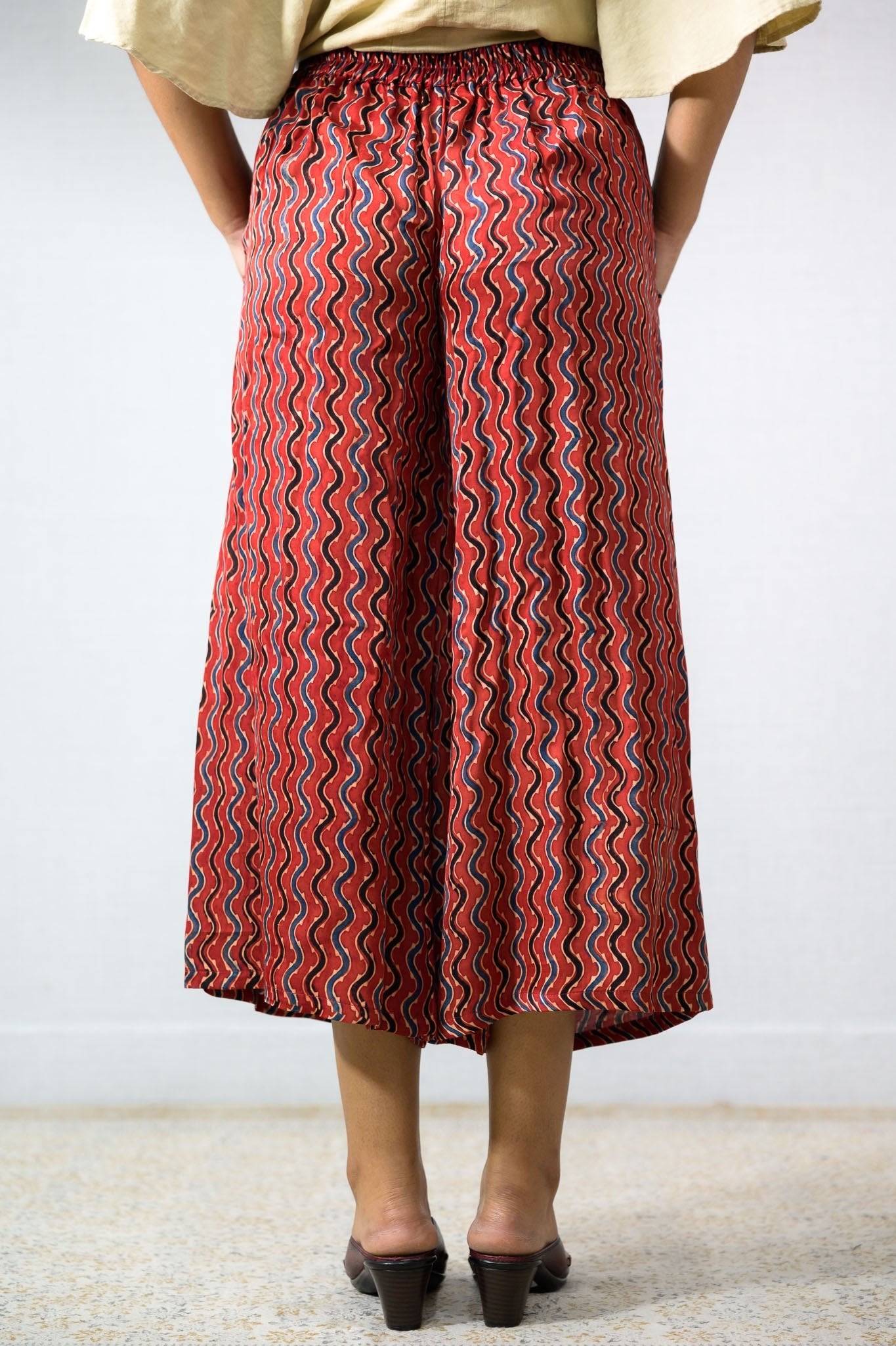 Ravani Stripes Madder Red Short Palazzo - Lobha Deepthis