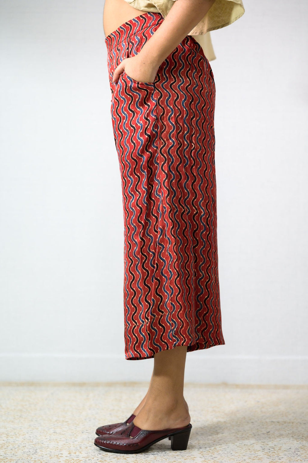 Ravani Stripes Madder Red Short Palazzo - Lobha Deepthis