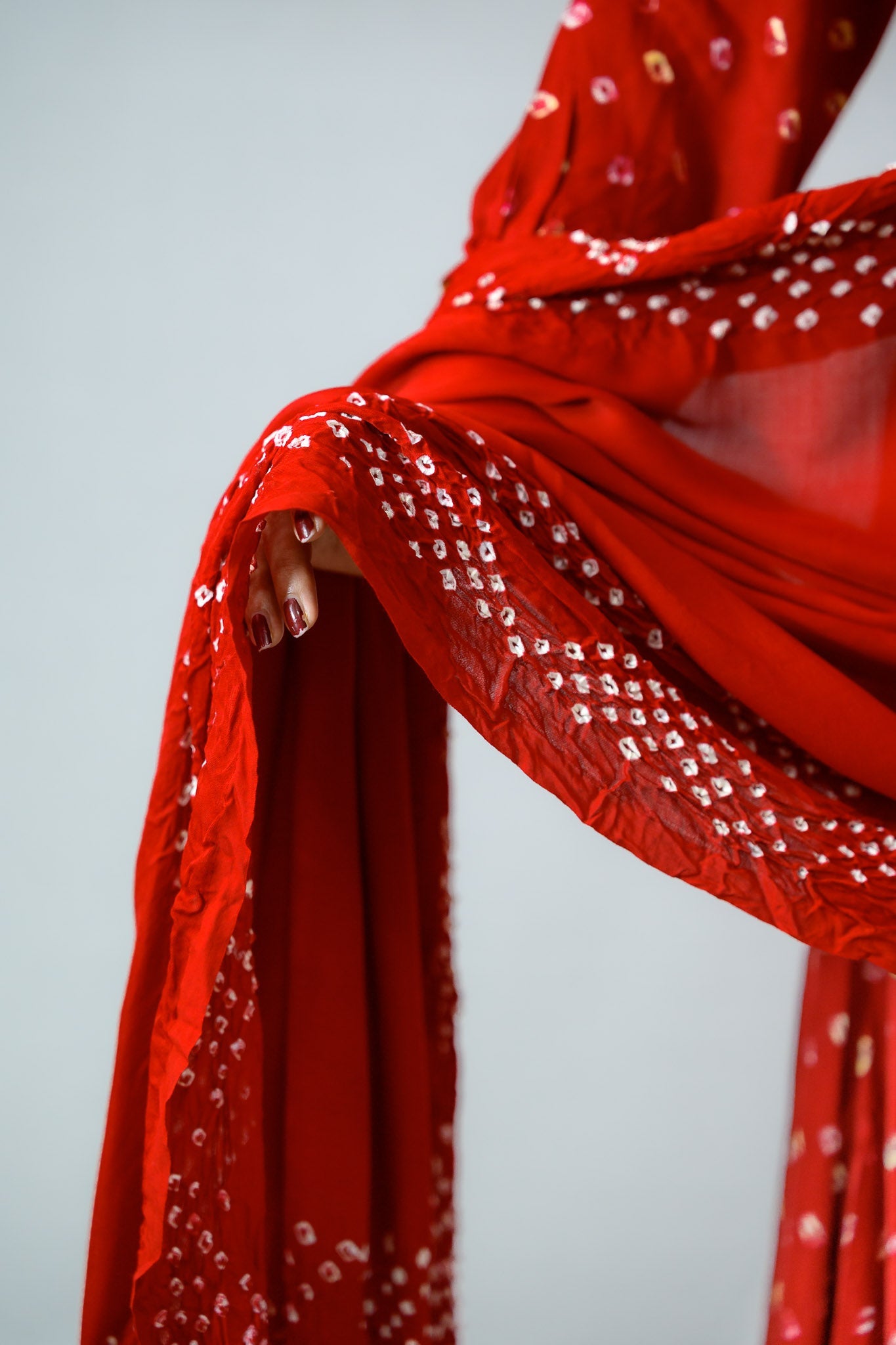 Red Rani Modal Bandhani Dupatta - Lobha Deepthis