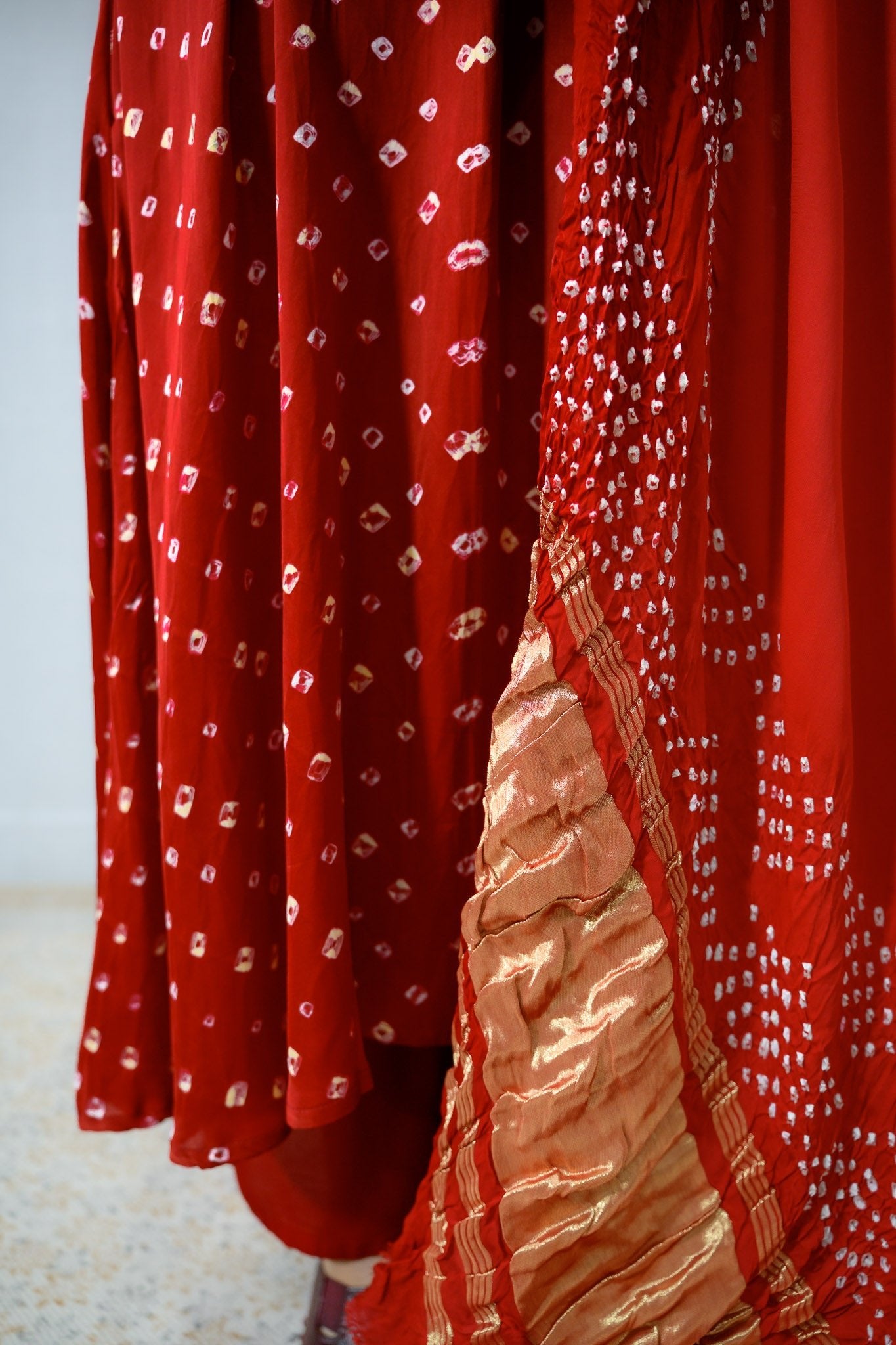 Red Rani Modal Bandhani Dupatta - Lobha Deepthis