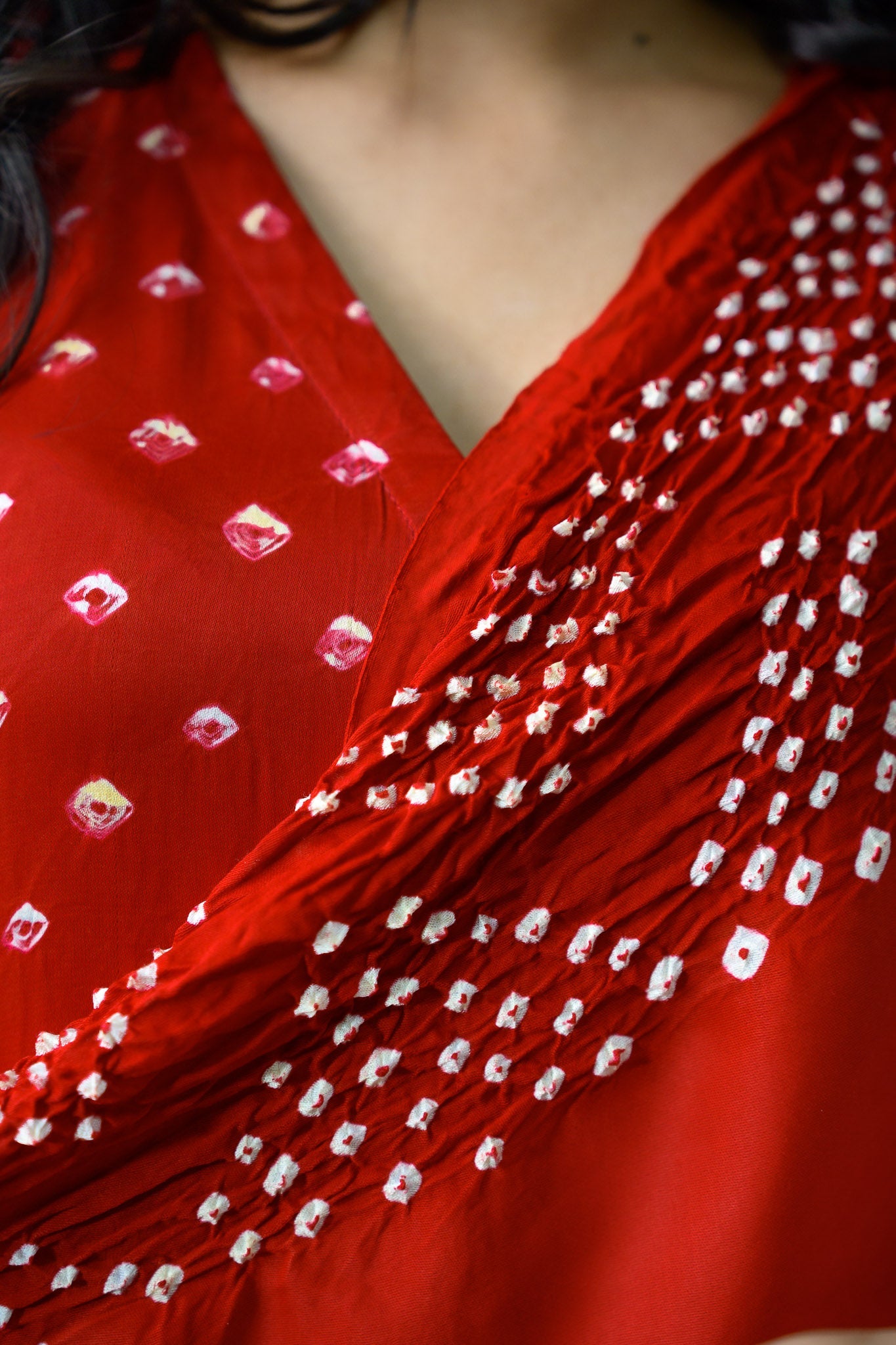 Red Rani Modal Bandhani Dupatta - Lobha Deepthis