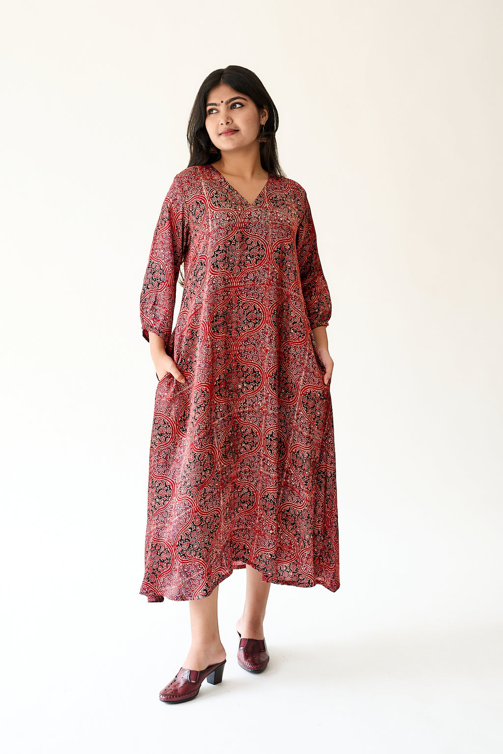 Zarveen Red Modal Ajrakh Dress