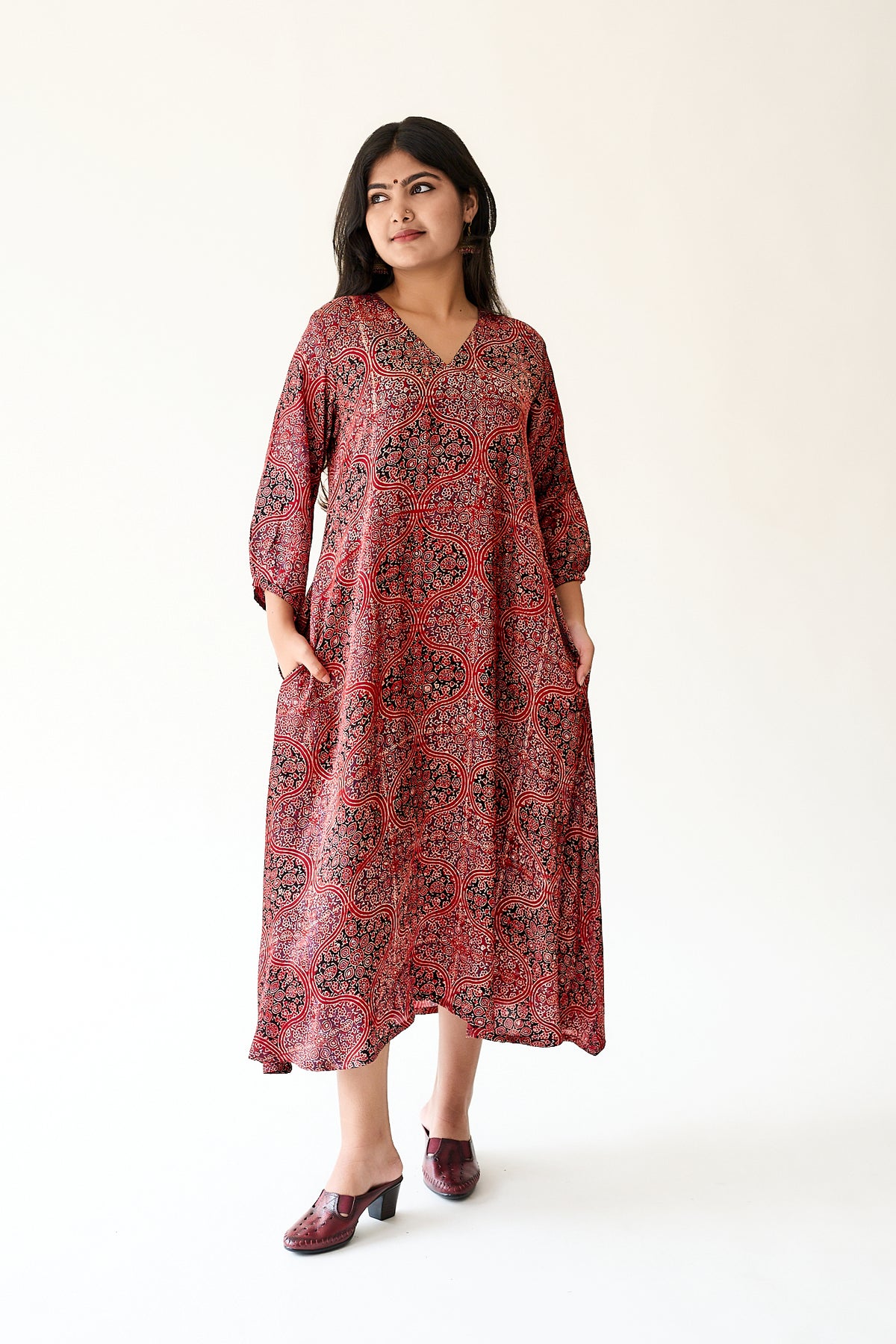 Zarveen Red Modal Ajrakh Dress