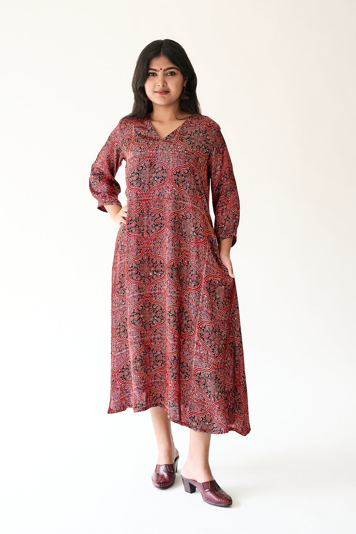 Zarveen Red Modal Ajrakh Dress