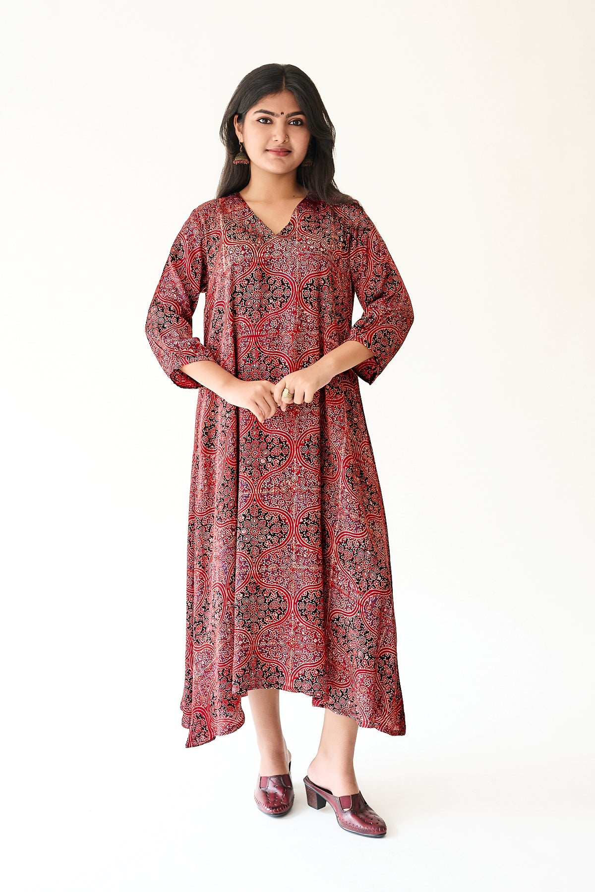 Zarveen Red Modal Ajrakh Dress