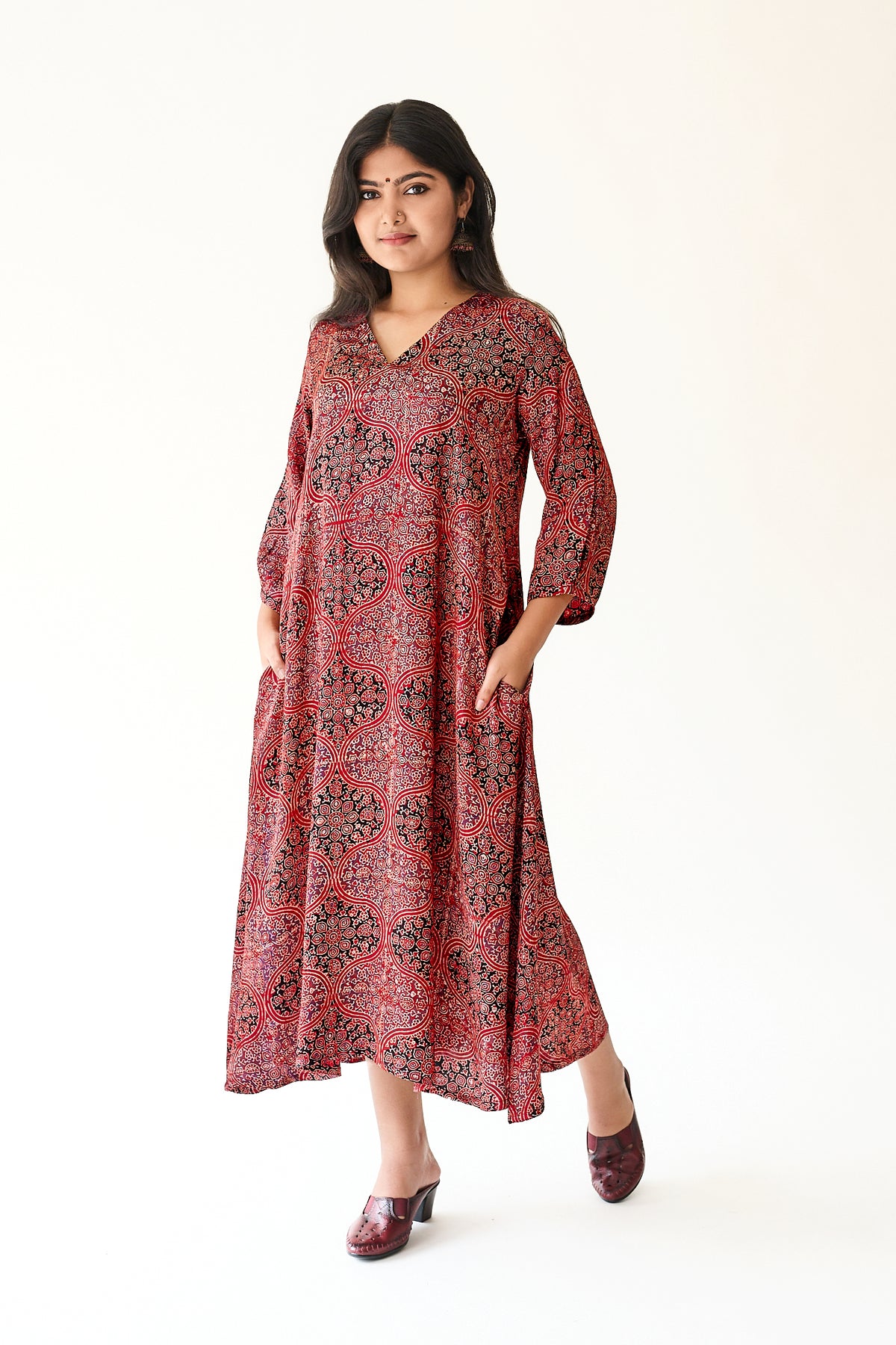 Zarveen Red Modal Ajrakh Dress
