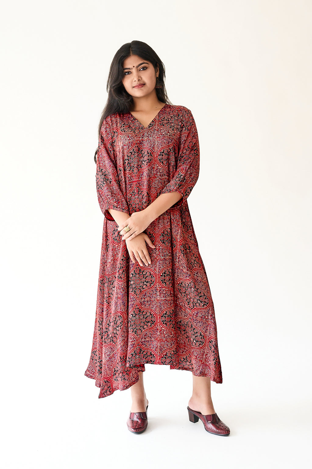 Zarveen Red Modal Ajrakh Dress