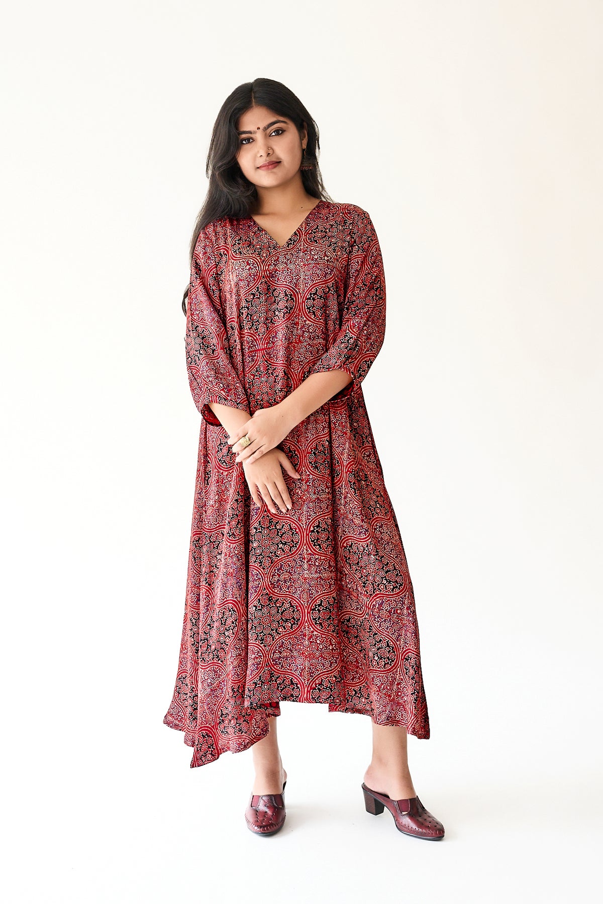 Zarveen Red Modal Ajrakh Dress