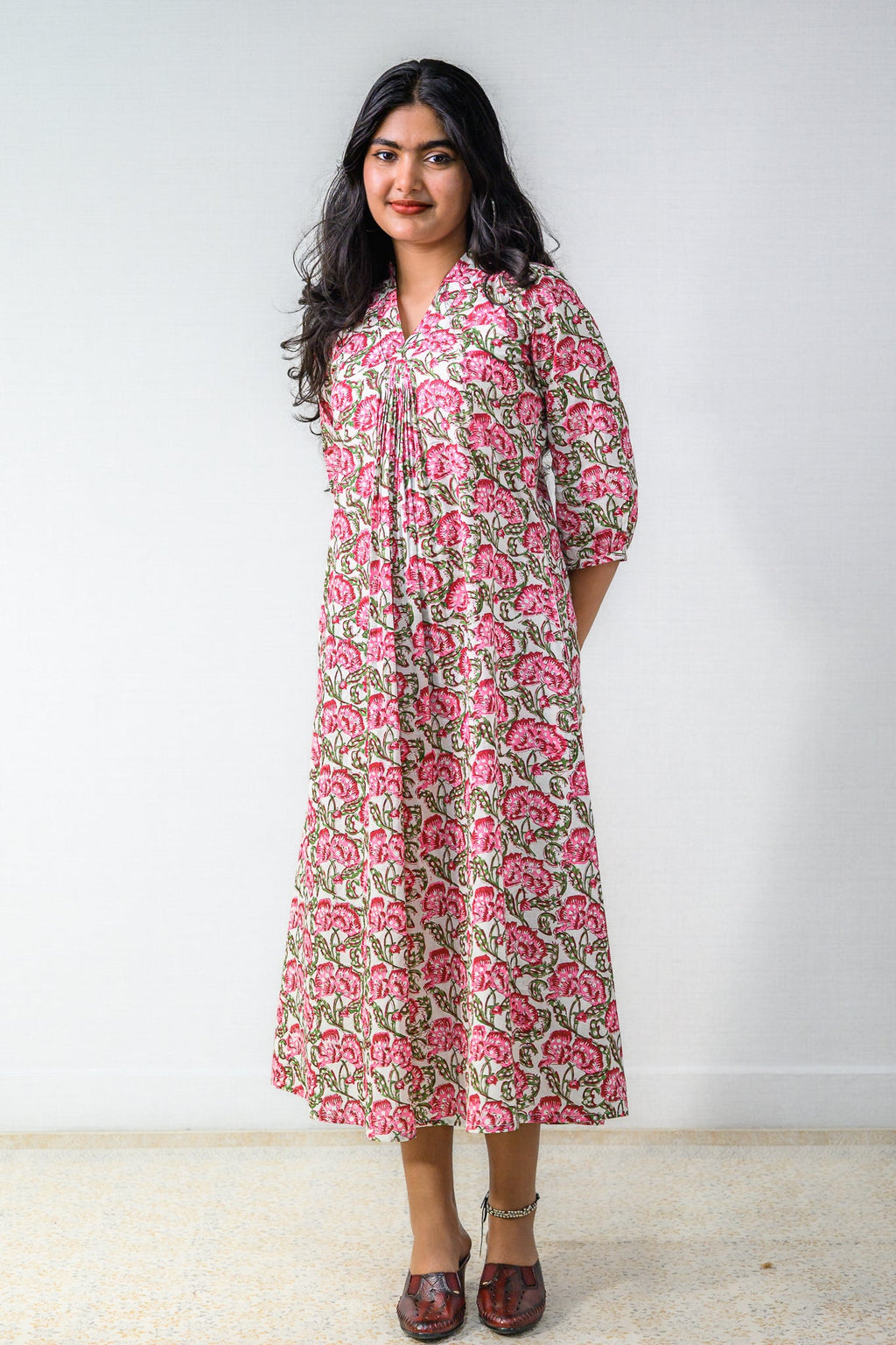 Rosalia Sanganeri Pure Cotton Dress - Lobha Deepthis