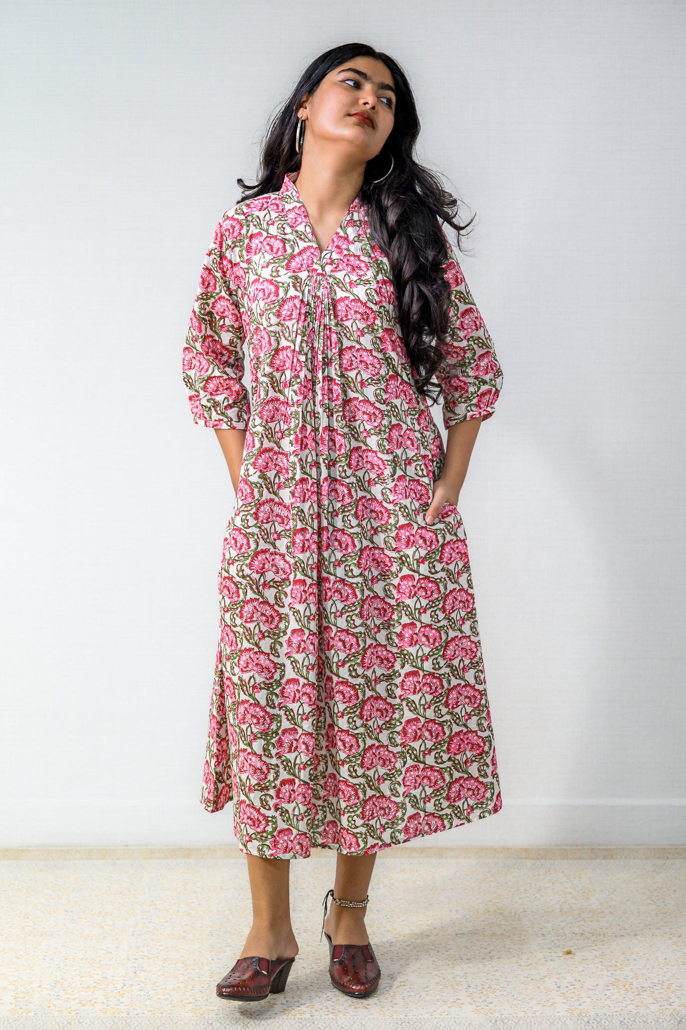 Rosalia Sanganeri Pure Cotton Dress - Lobha Deepthis