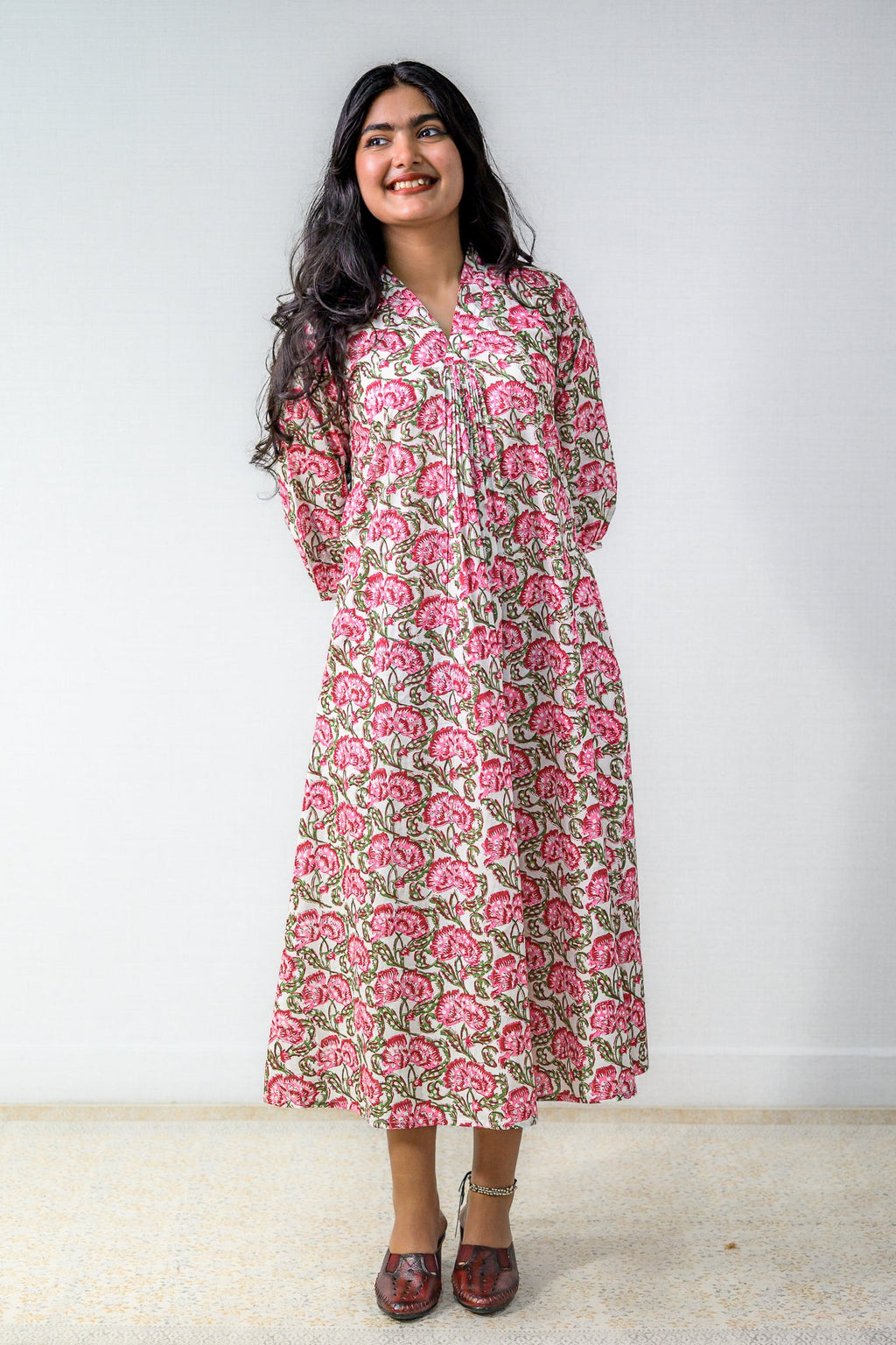 Rosalia Sanganeri Pure Cotton Dress - Lobha Deepthis