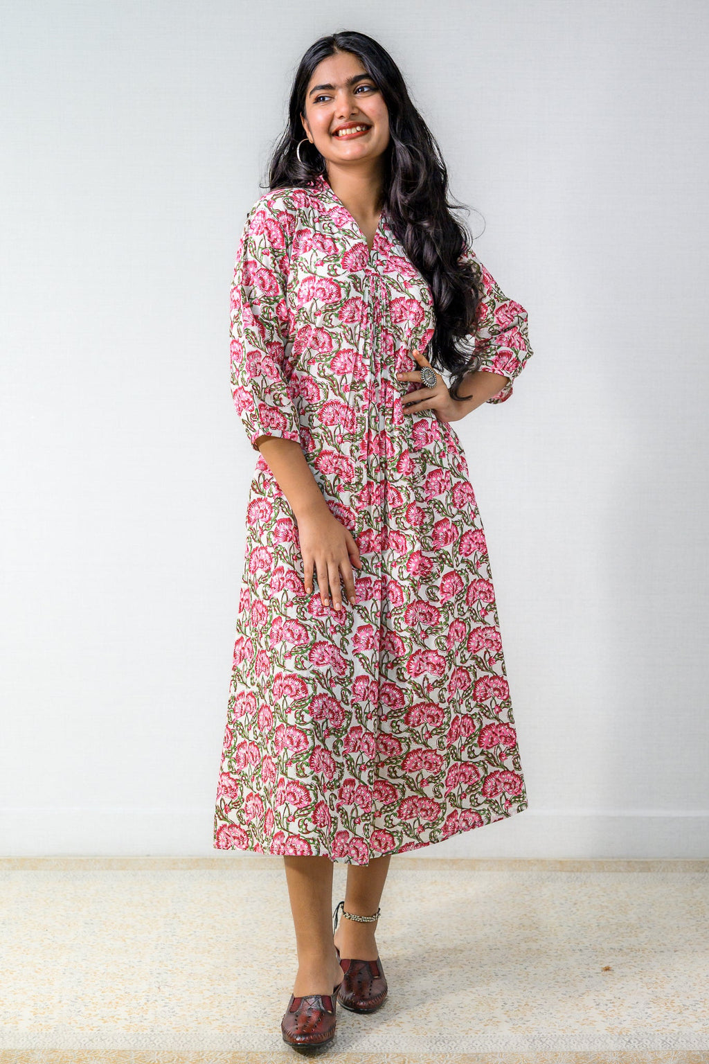 Rosalia Sanganeri Pure Cotton Dress - Lobha Deepthis