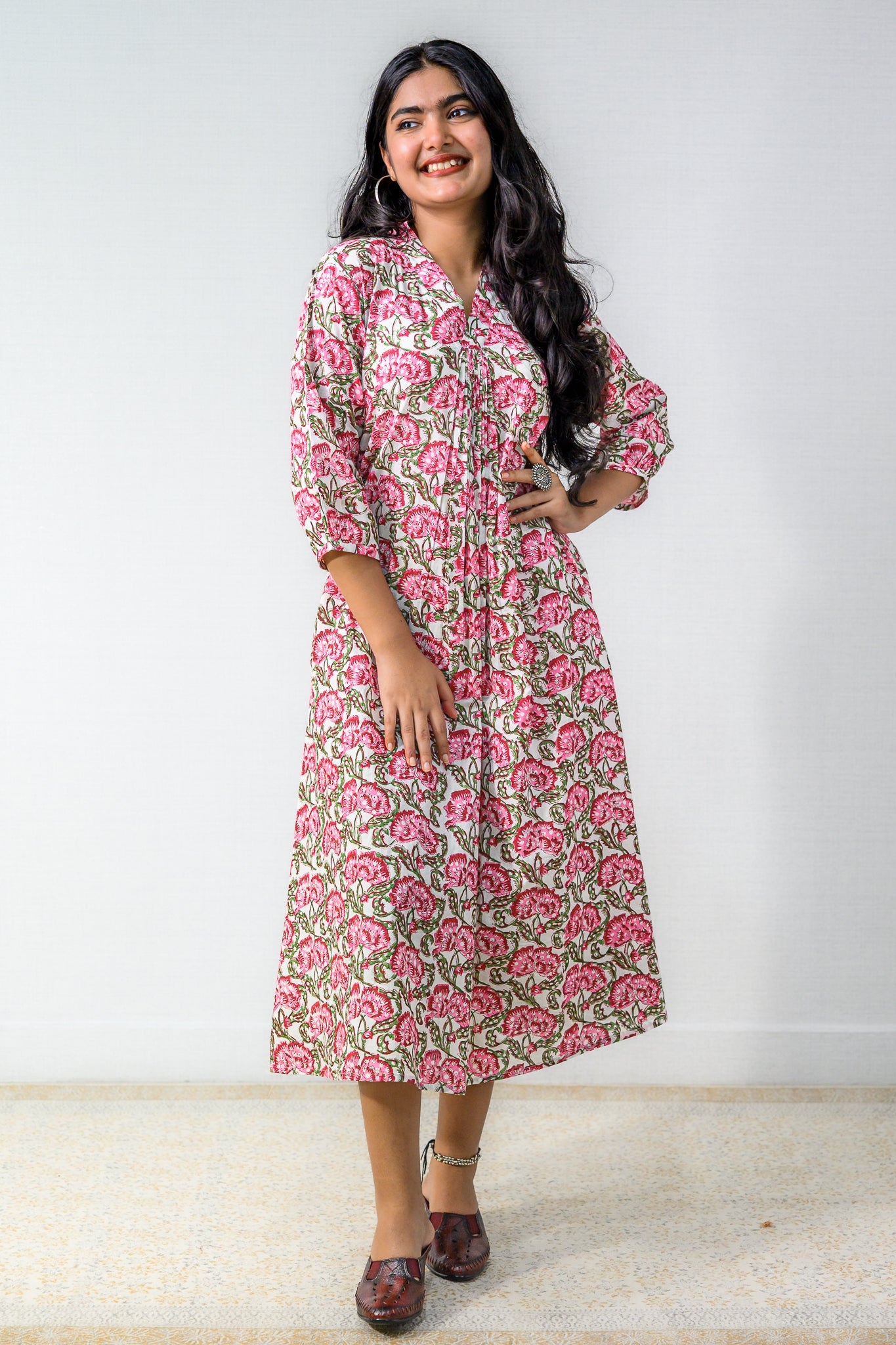 Rosalia Sanganeri Pure Cotton Dress - Lobha Deepthis