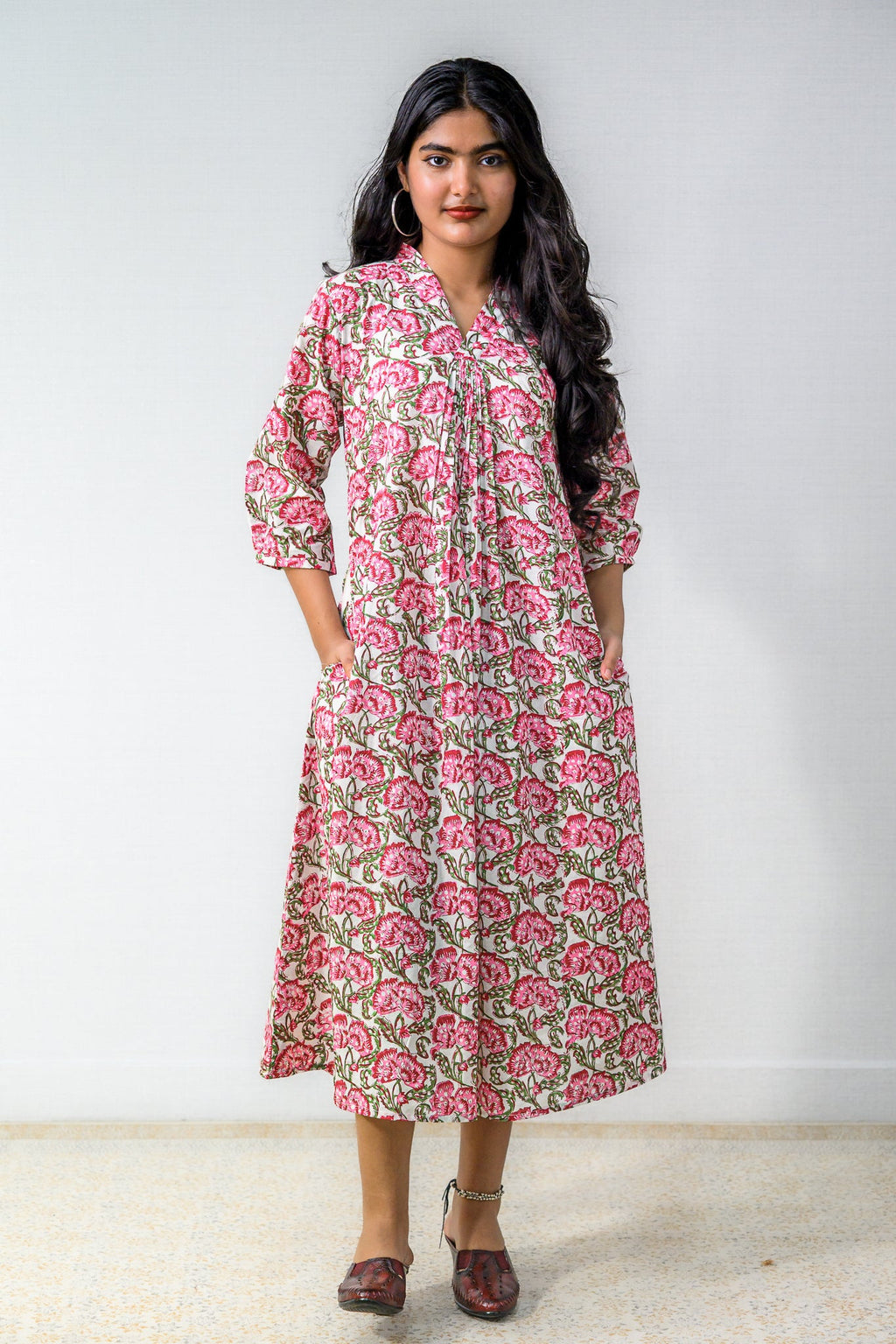 Rosalia Sanganeri Pure Cotton Dress - Lobha Deepthis