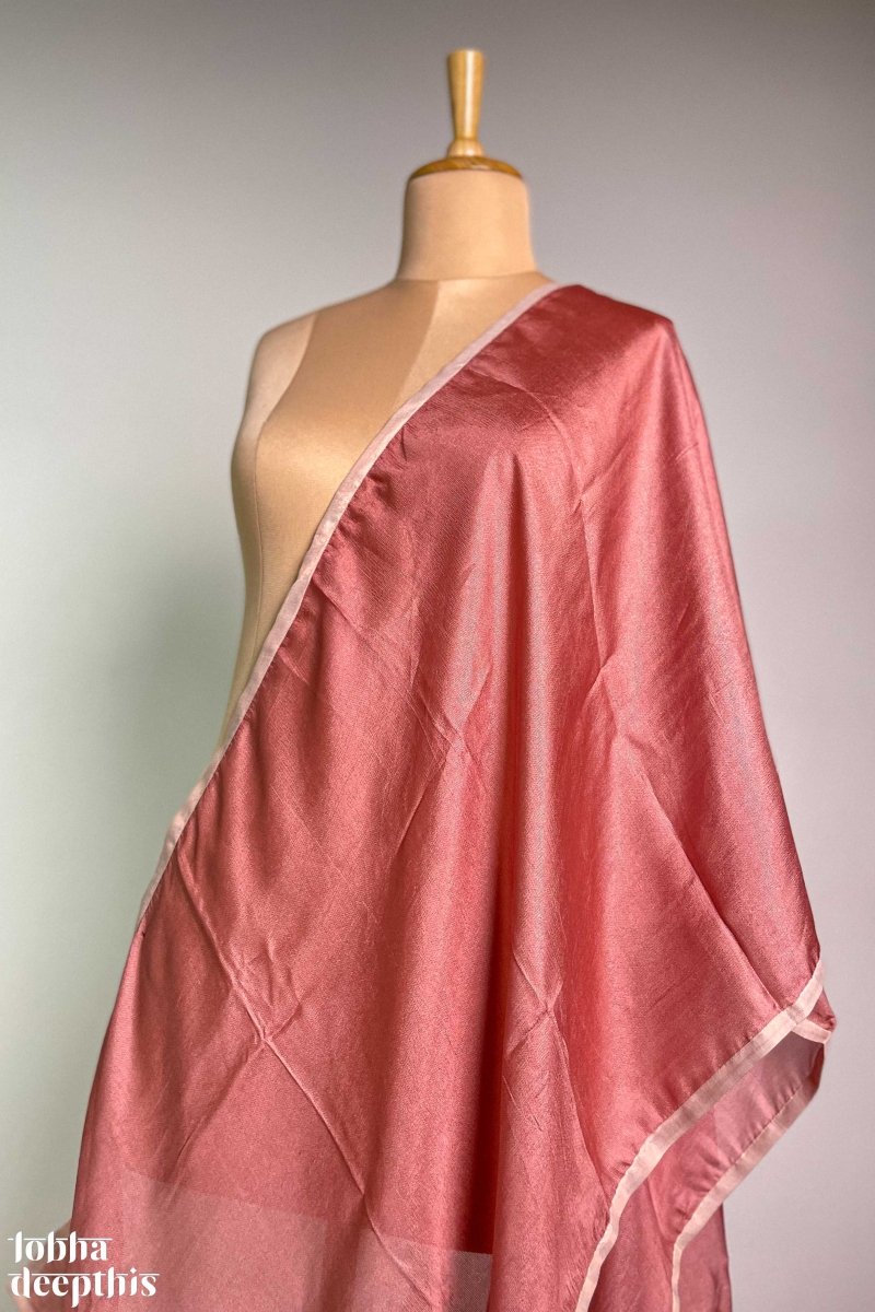 Rose Gold Crispy Georgette Dupatta - Lobha Deepthis